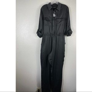 INC International Concepts Black Button Jumpsuit
